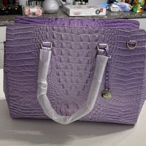 New Brahmin Finley Carryall Gender Lavender Crocodile-Embossed Women's Bag